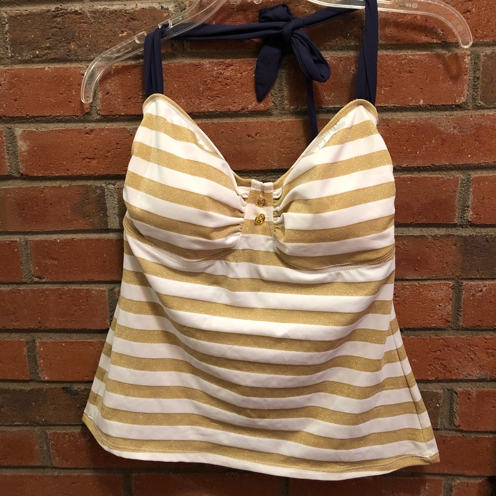 TOMMY HILFIGER Swim gold white stripes navy tie